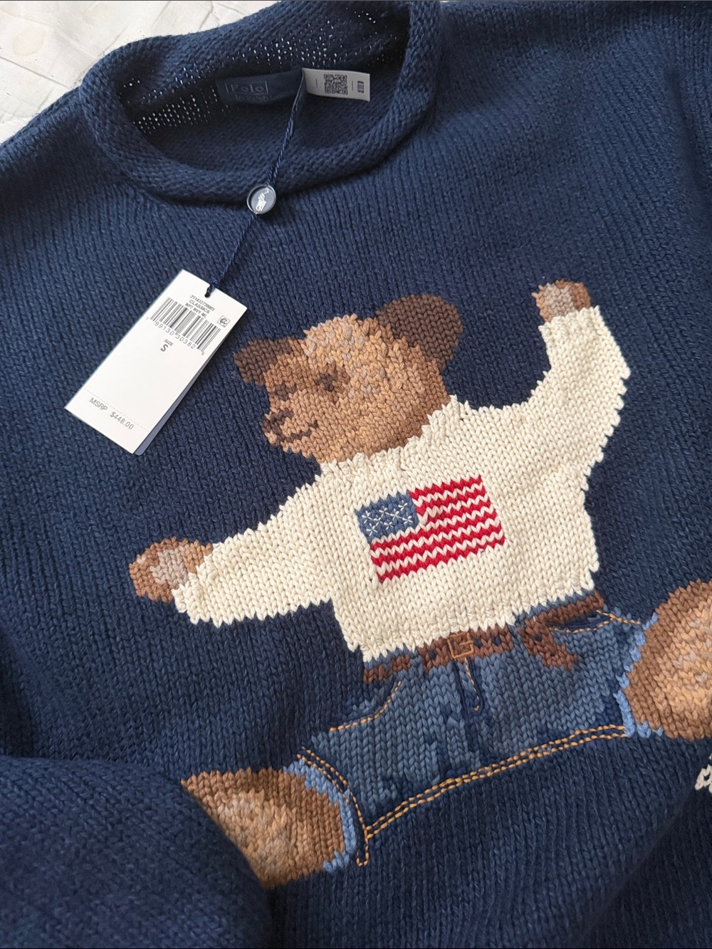 Polo by Ralph Lauren Navy Teddy Bear Intarsia Sweater NEW / with tag - Picture 3 of 3
